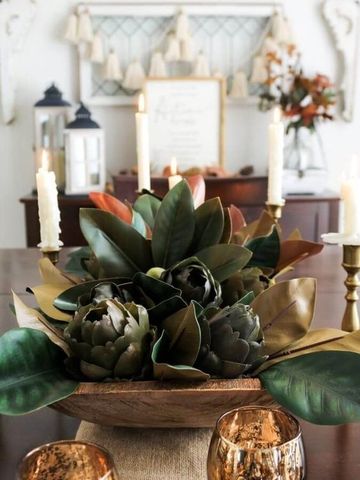Artichoke & Magnolia Centerpiece