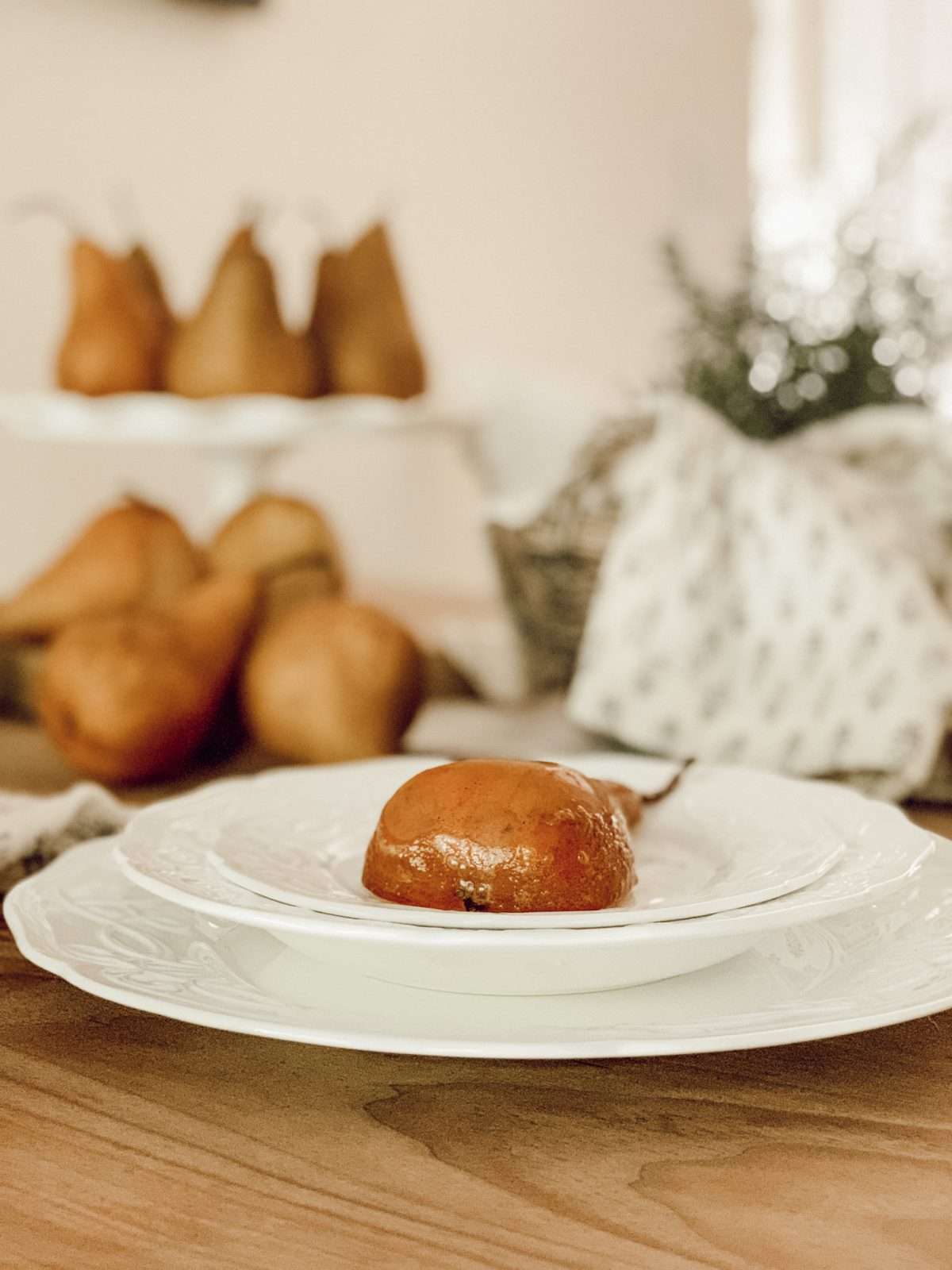 Roasted pear and rosemary ice cream dessert.