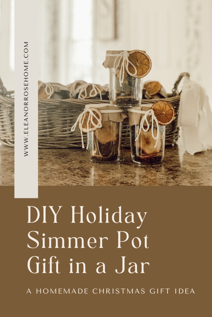 DIY Holiday simmer pot gift ideas in a glass jar for homemade Christmas presents.