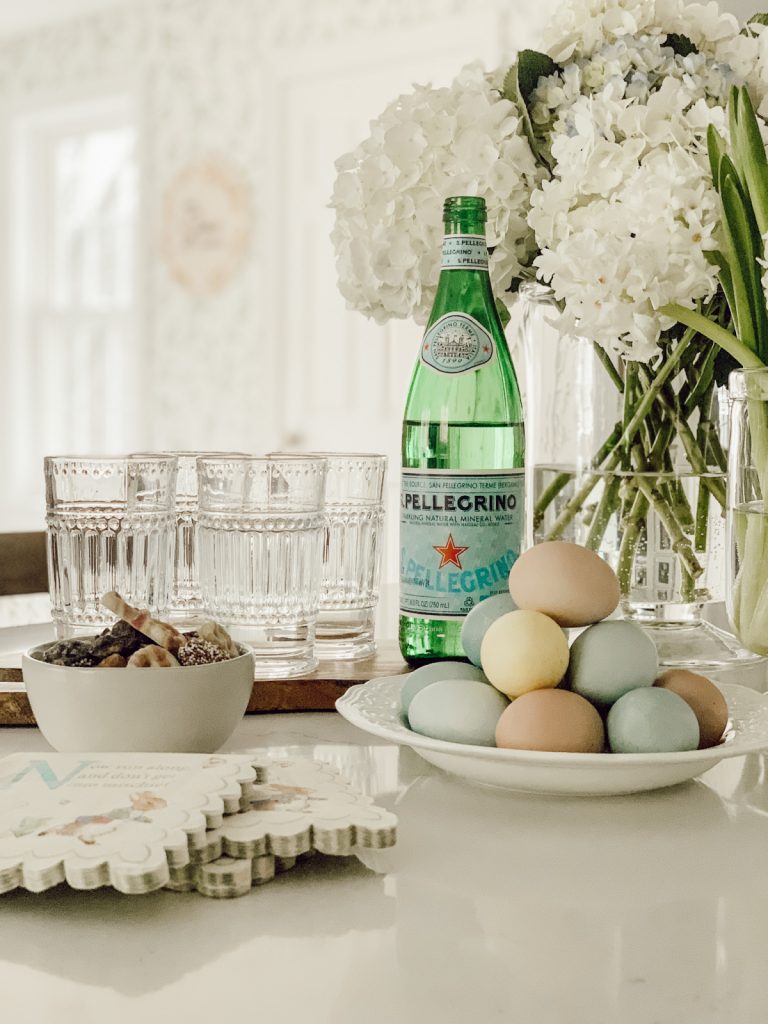 Easter centerpiece with Easter eggs dyed naturally.