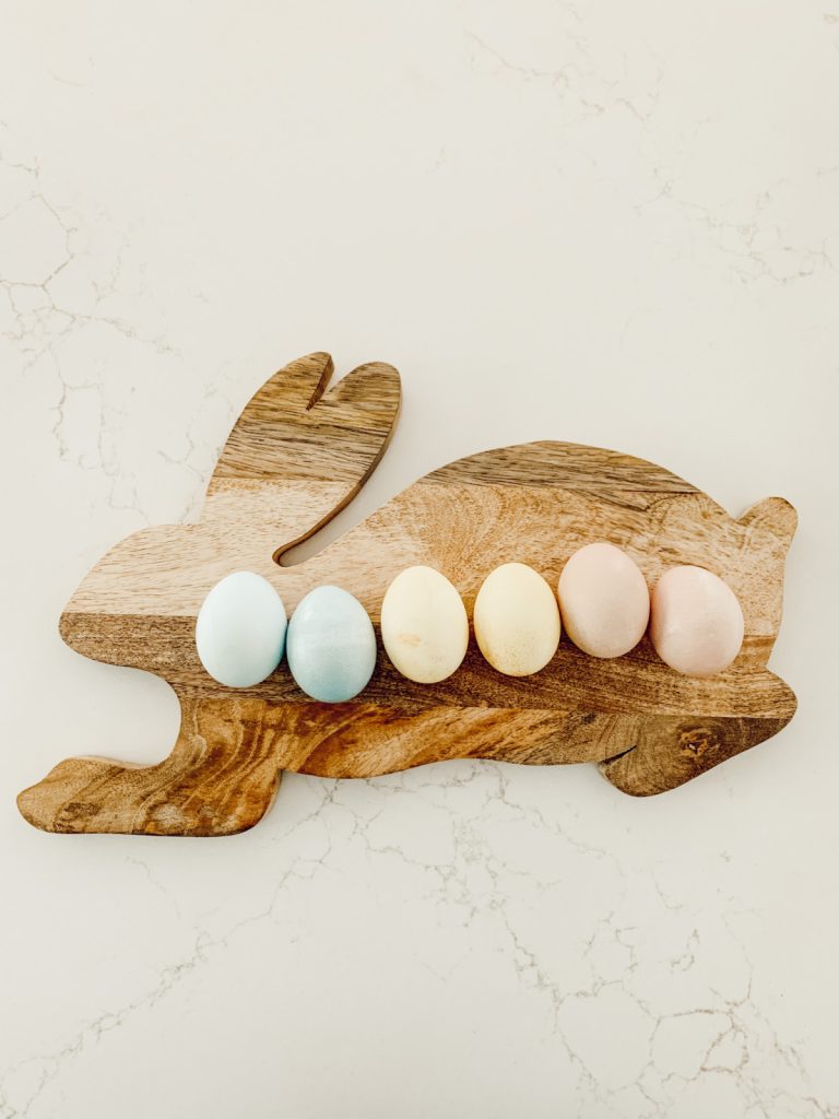 Naturally dyed Easter eggs are a budget friendly Easter home decor option.