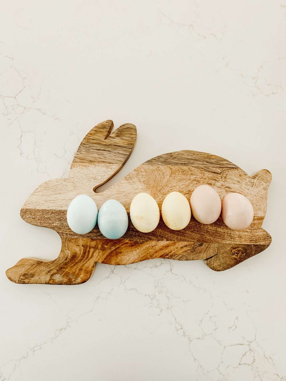 Naturally dyed Easter eggs are a budget friendly Easter home decor option.