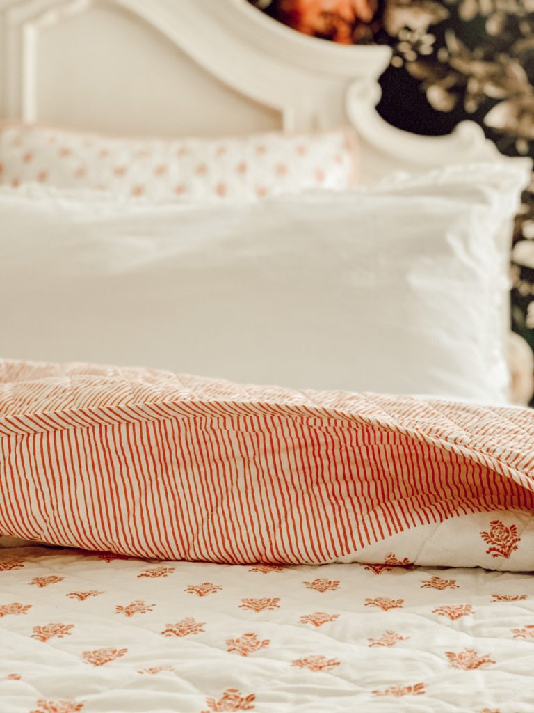 Cottage farmhouse bedding for a summer refresh.