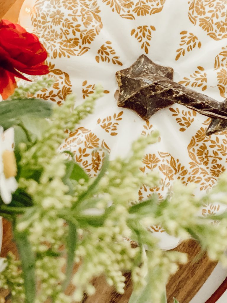 Decorative fall gourd for cozy cottage farmhouse decor.