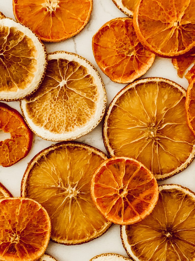 Dried citrus fruit for Christmas and holiday decorations.