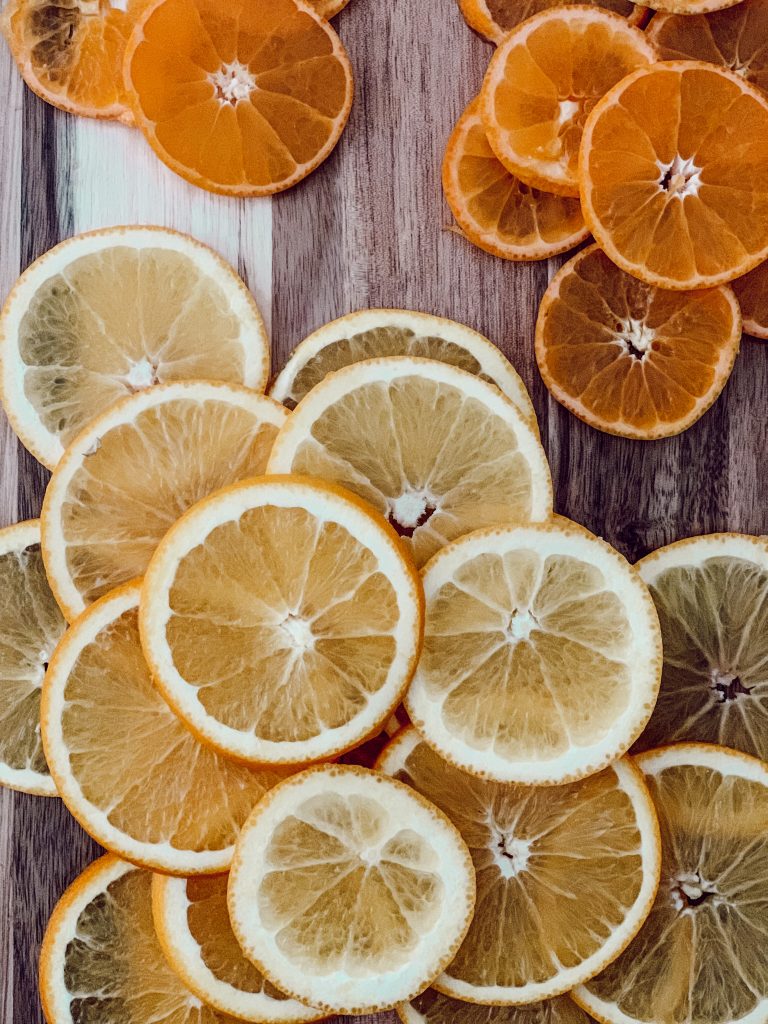 Thinly and evenly slice oranges with a mandolin.