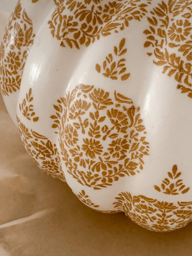 Seal the block print pumpkin with Mod Podge and allow to dry.