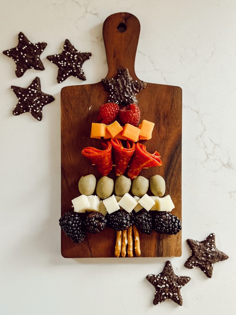 Ingredients for a meat and cheese platter for the holidays.