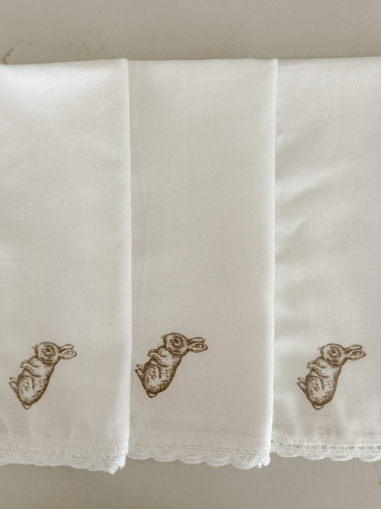 DIY Easter napkins are inexpensive and easy to make.