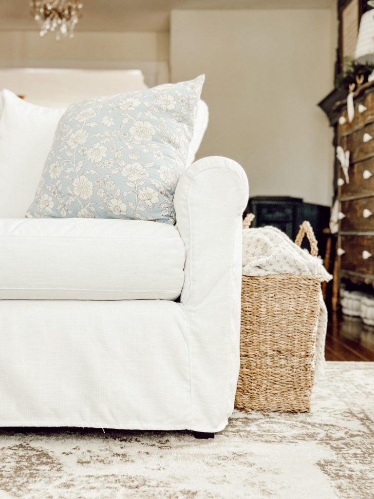 Country cottage living room with spring accents.