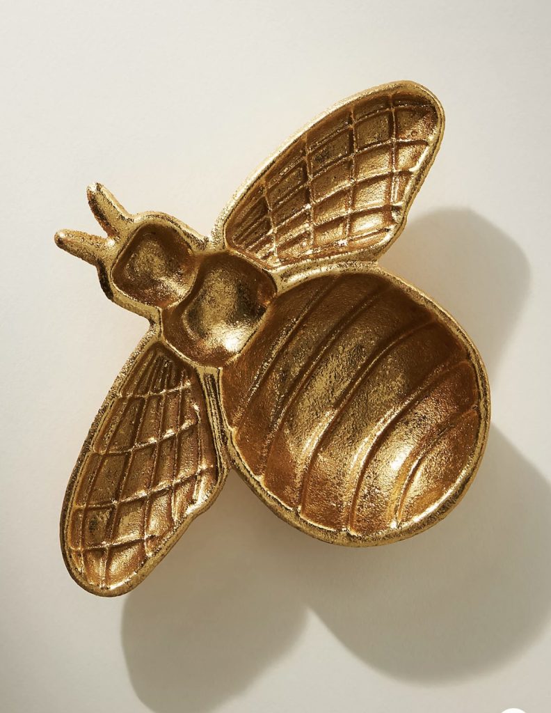 Gold bee trinket dish from Anthropologie is a great gift idea.