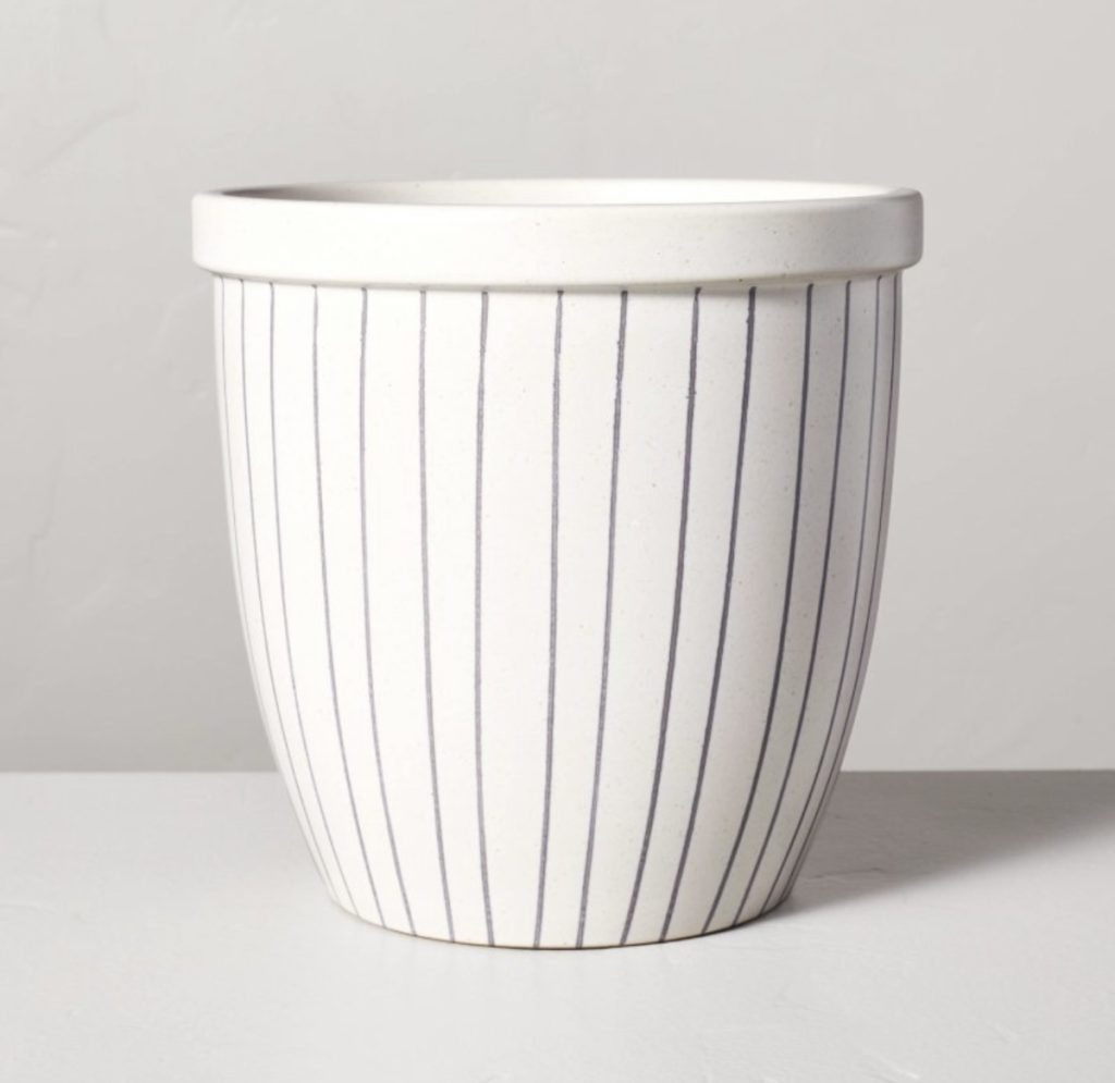 Blue & white striped pot from Hearth & Hand with Magnolia.