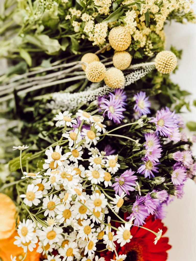 Flowers in bright colors for a Cinco de Mayo party.