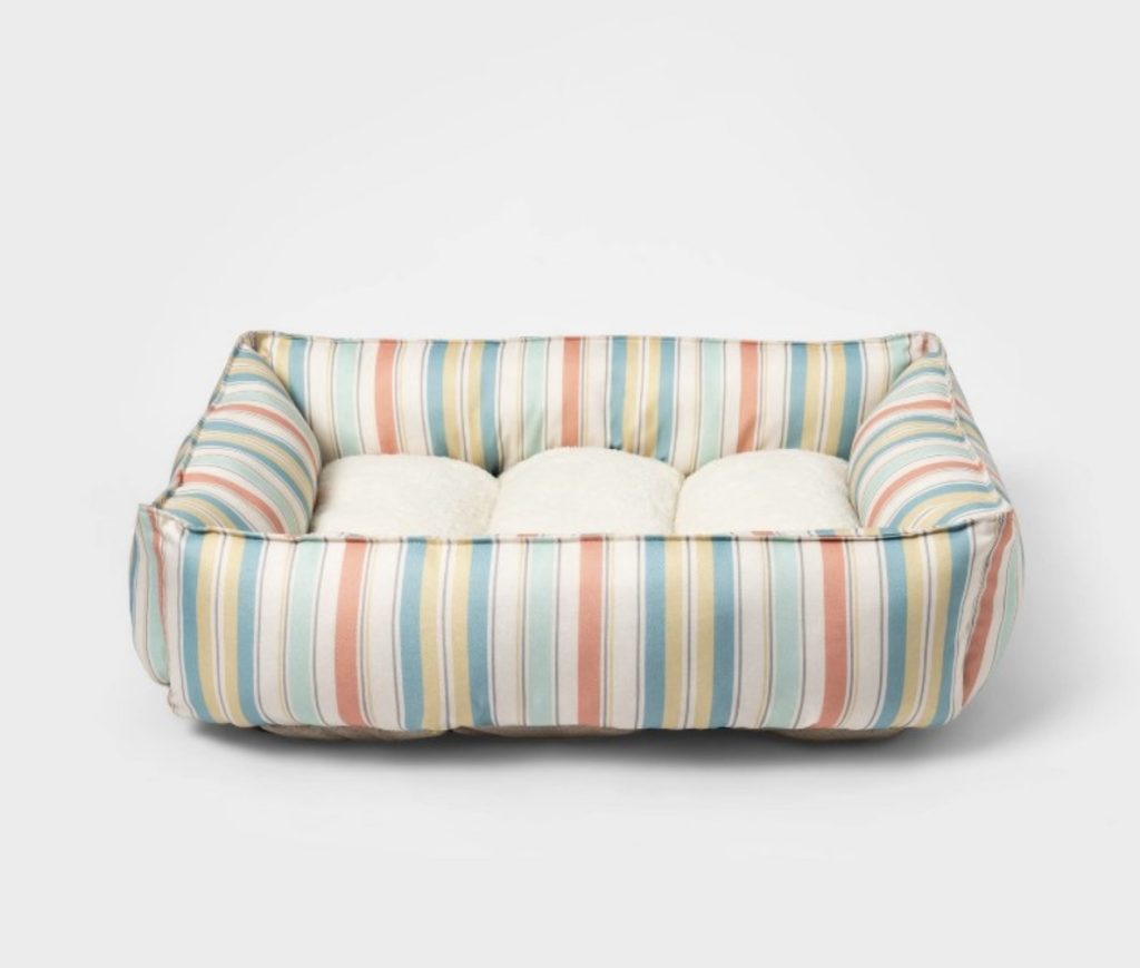 The coziest striped pet bed for a dog or cat.