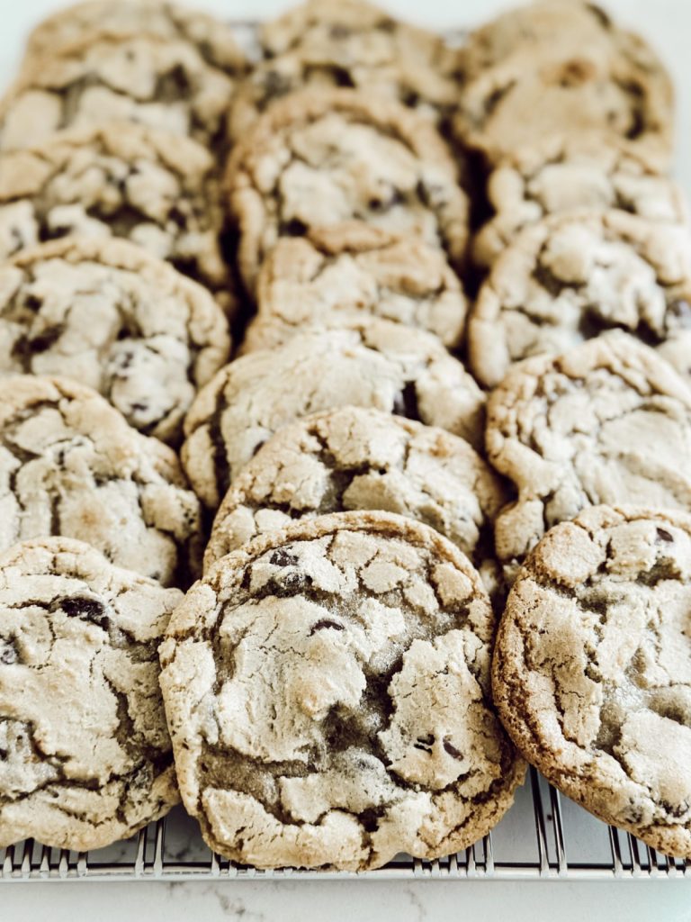 Chewy & delicious chocolate chips cookies from chocolate chip cookie in a jar recipe.