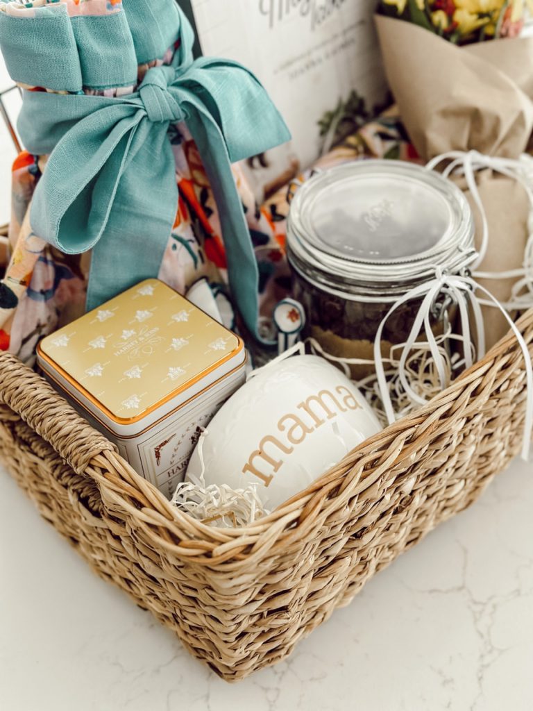Tea & cookies gift basket idea for Mother's Day.