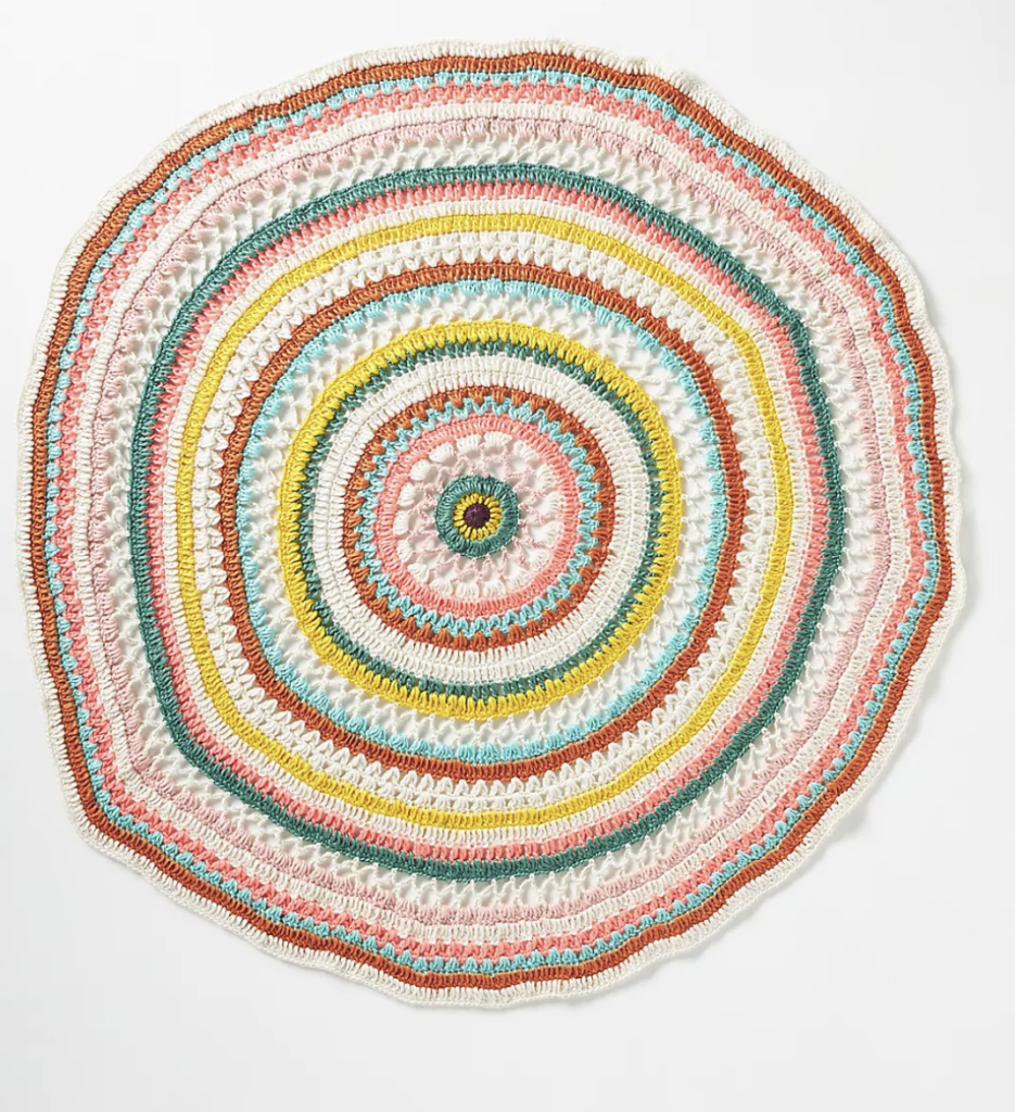 Hand crocheted throw blanket is a vintage gift idea for mom.