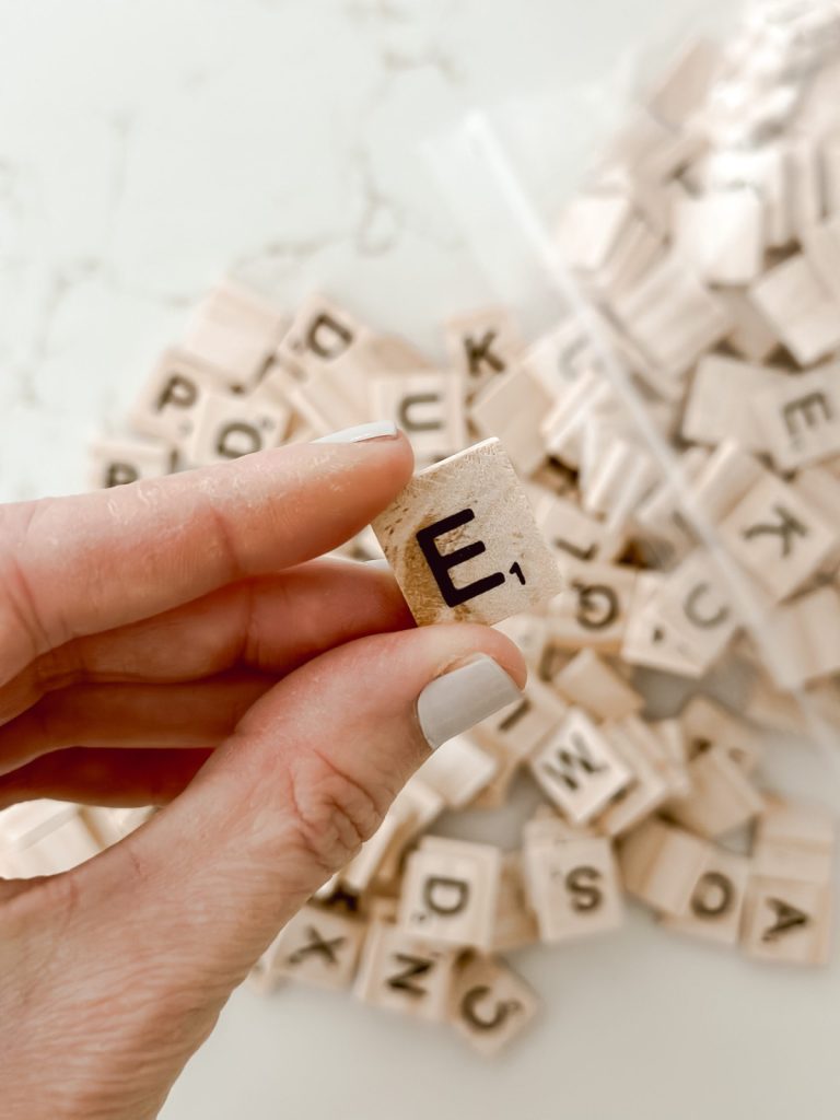 Scrabble tiles for DIY plant labels ideal for spring.