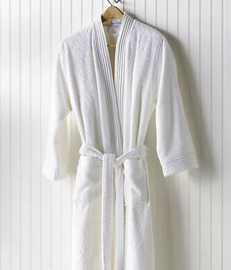 A cozy white bath robe is the ultimate gift to pamper mom.
