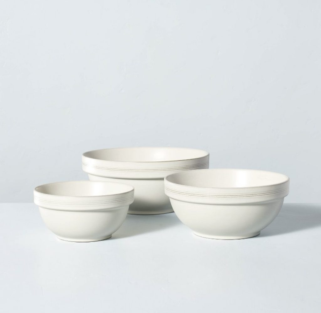 Hearth & Hand mixing bowls from Target for the mom who loves baking.