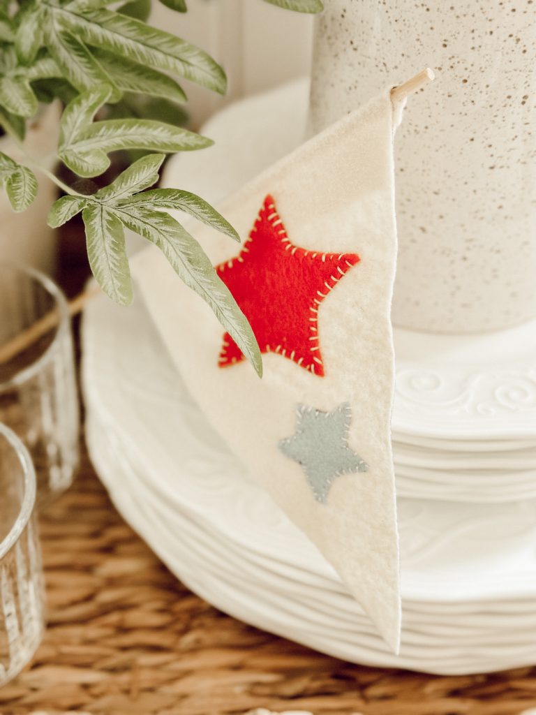 DIY felt flag for Independence Day with stars.