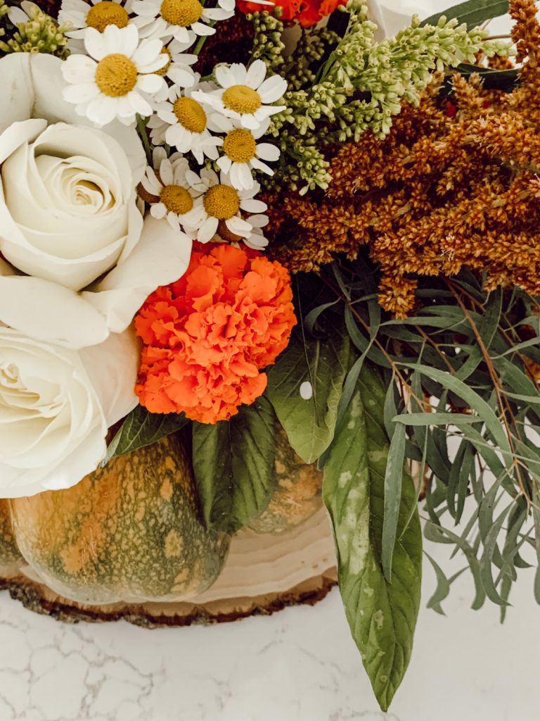 Fall Flowers in Pumpkin