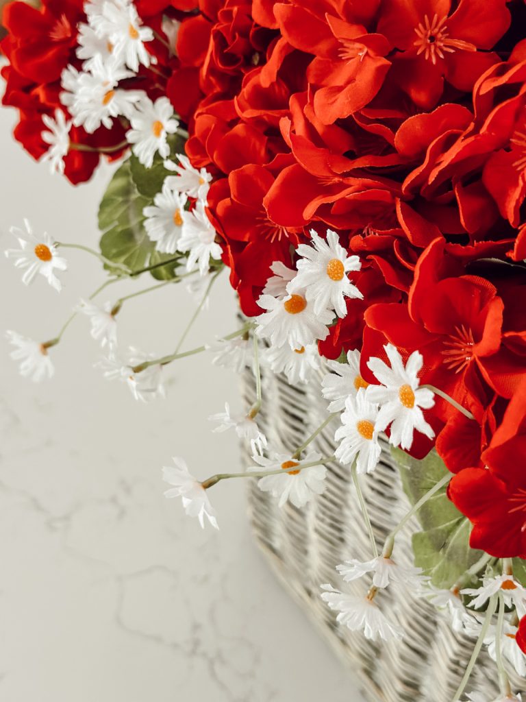 Red, white, and blue front door decor for summer & 4th of July.