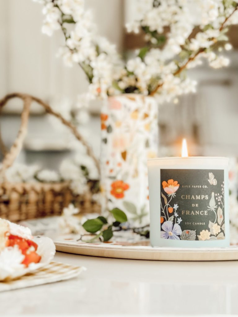 Kitchen island styling with pieces from the Strawberry Fields collection.
