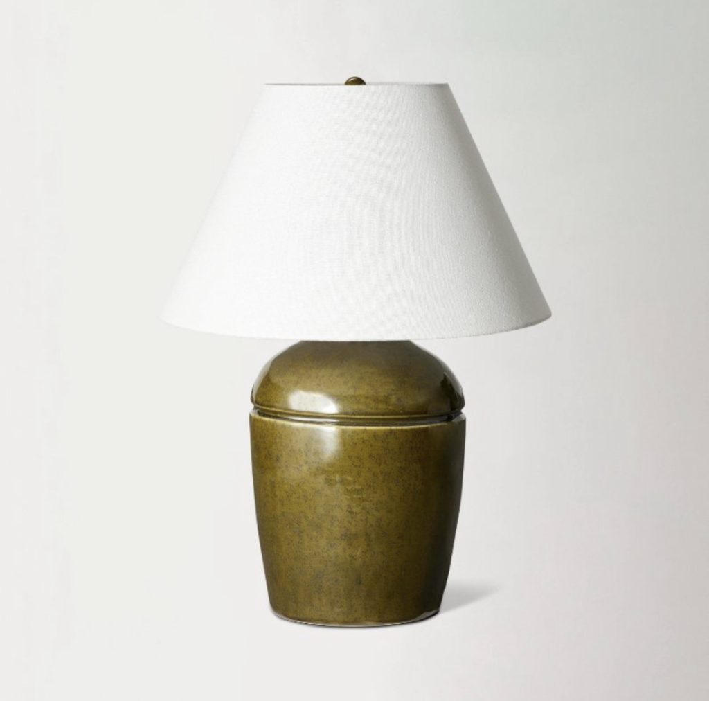 Studio McGee green ceramic table lamp for the living room.
