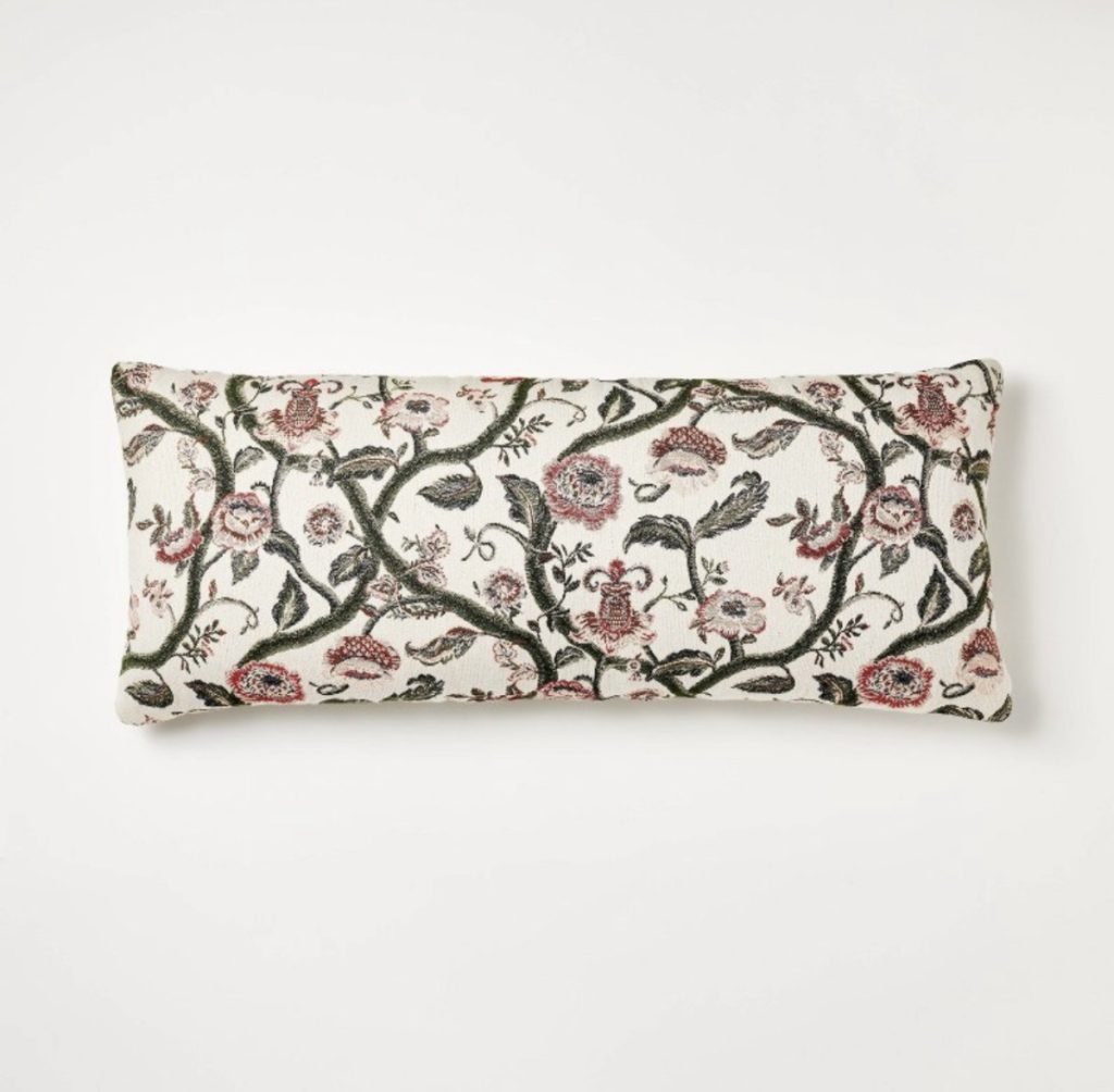 Lumbar floral throw pillow for summer or fall.