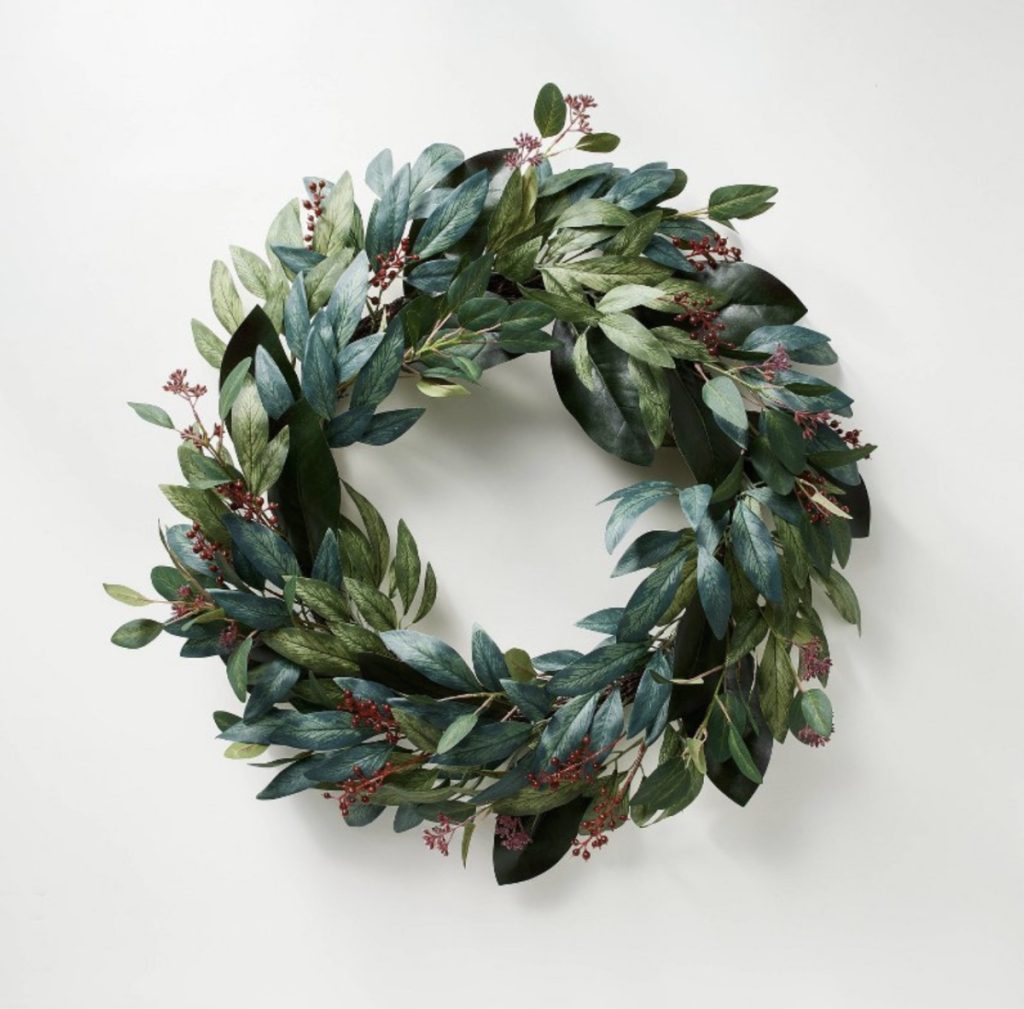 Faux seeded eucalyptus wreath from the new Studio McGee collection at Target.