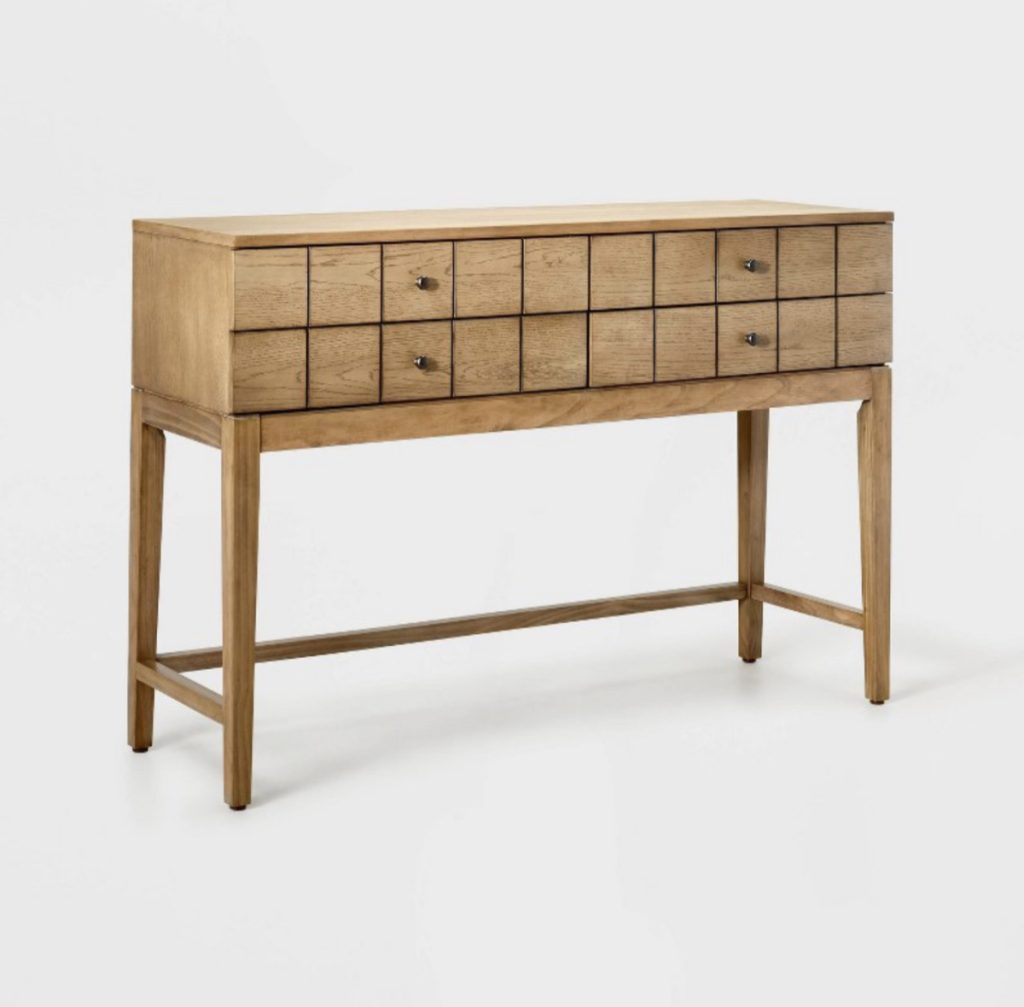 Studio McGee console table for an entryway or living room.