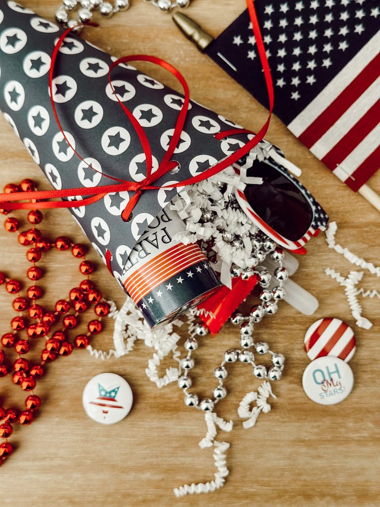 Red, white, and blue party favor for Fourth of July celebrations and summer parties.