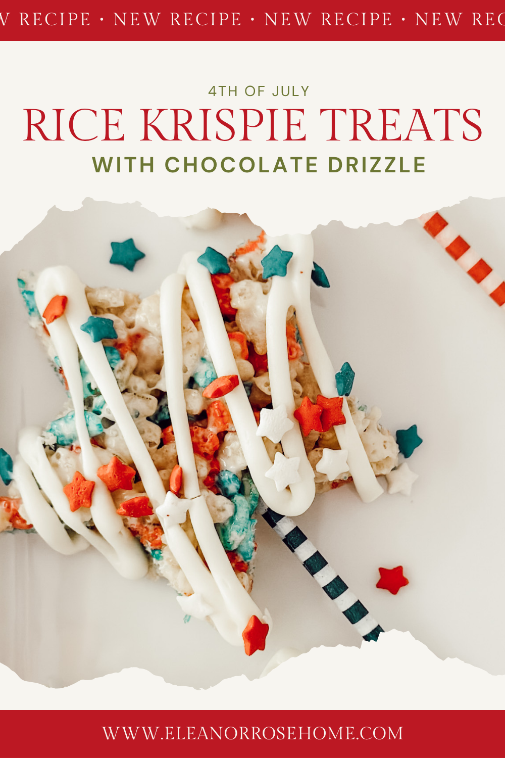 Pinterest graphic Rice Krispie treat recipe for 4th of July.