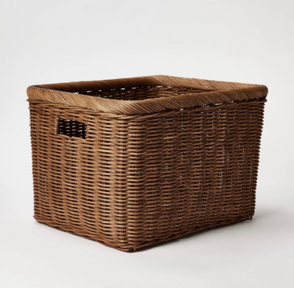 Dark brown storage basket from Studio McGee at Target.