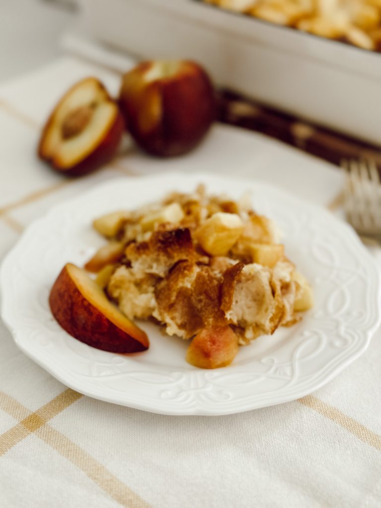 Peach and buttermilk pudding recipe for an easy dessert.