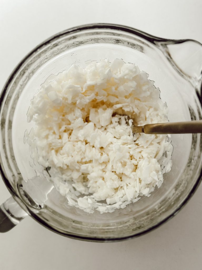 Soy candle wax for homemade shell candles.