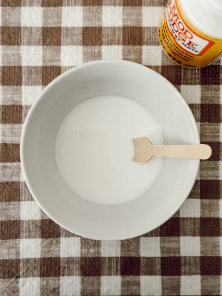 Mod Podge glue mixture for a holiday DIY.