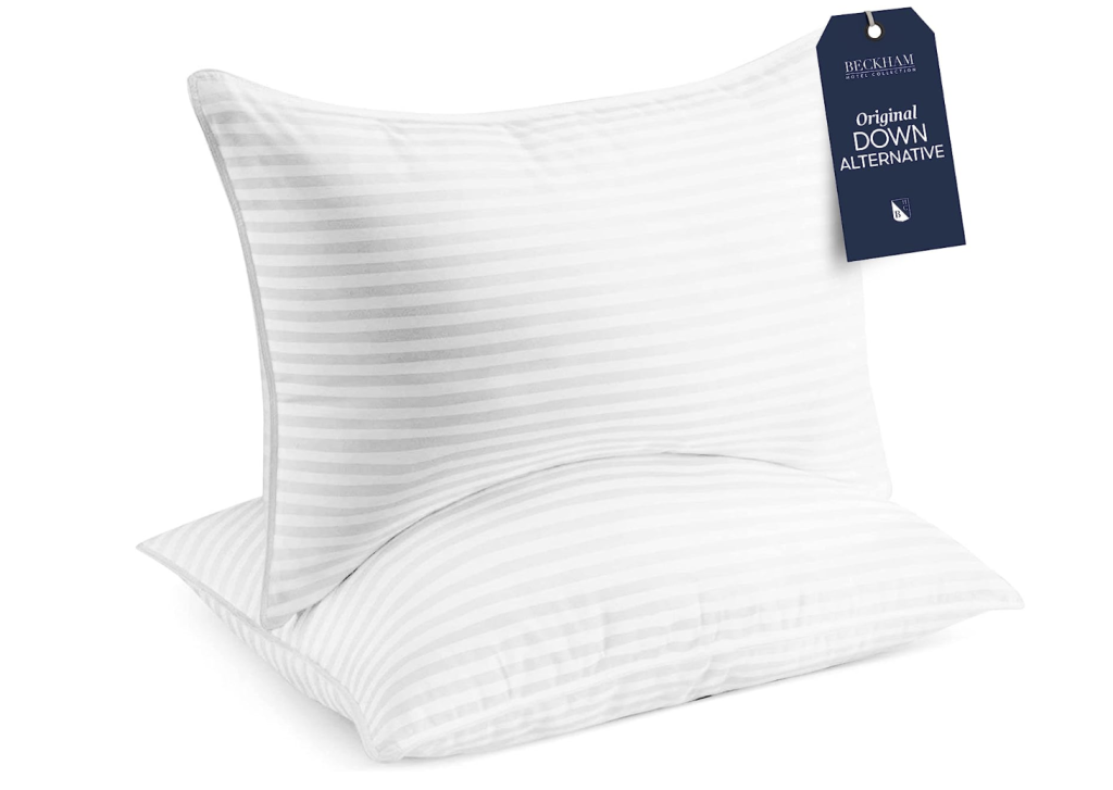 Beckham Hotel down alternative bed pillows for sleeping.