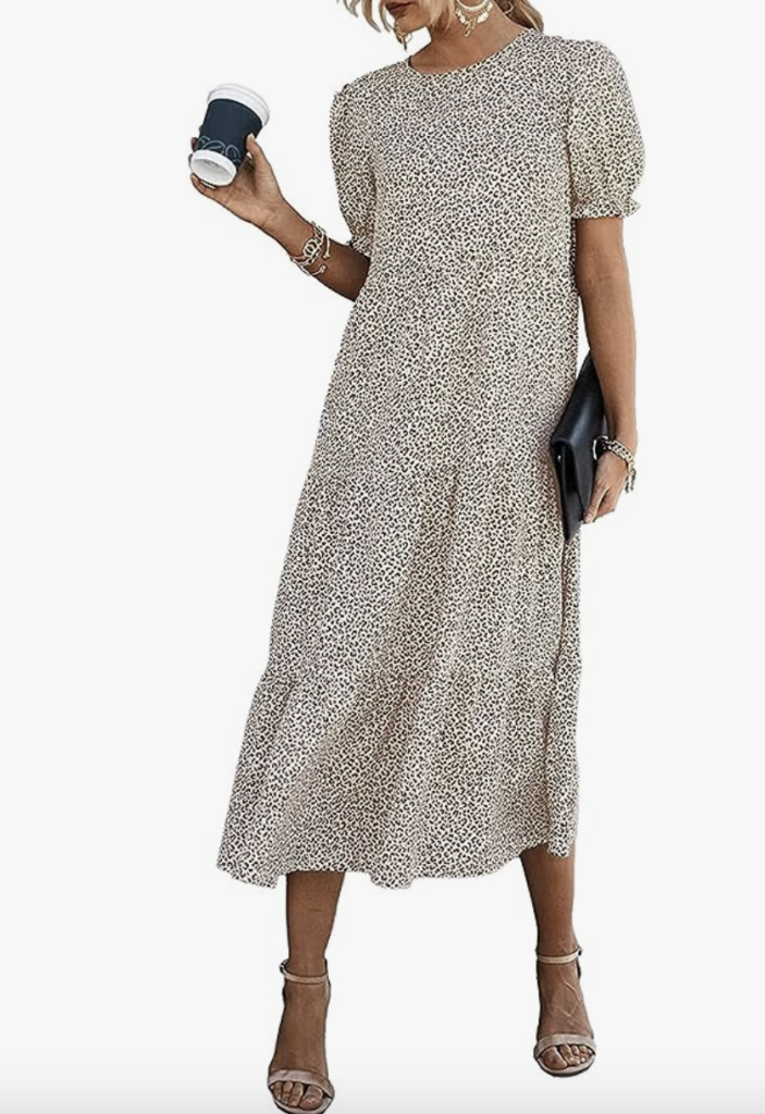 Women's casual dress with puff sleeves on sale on Amazon.