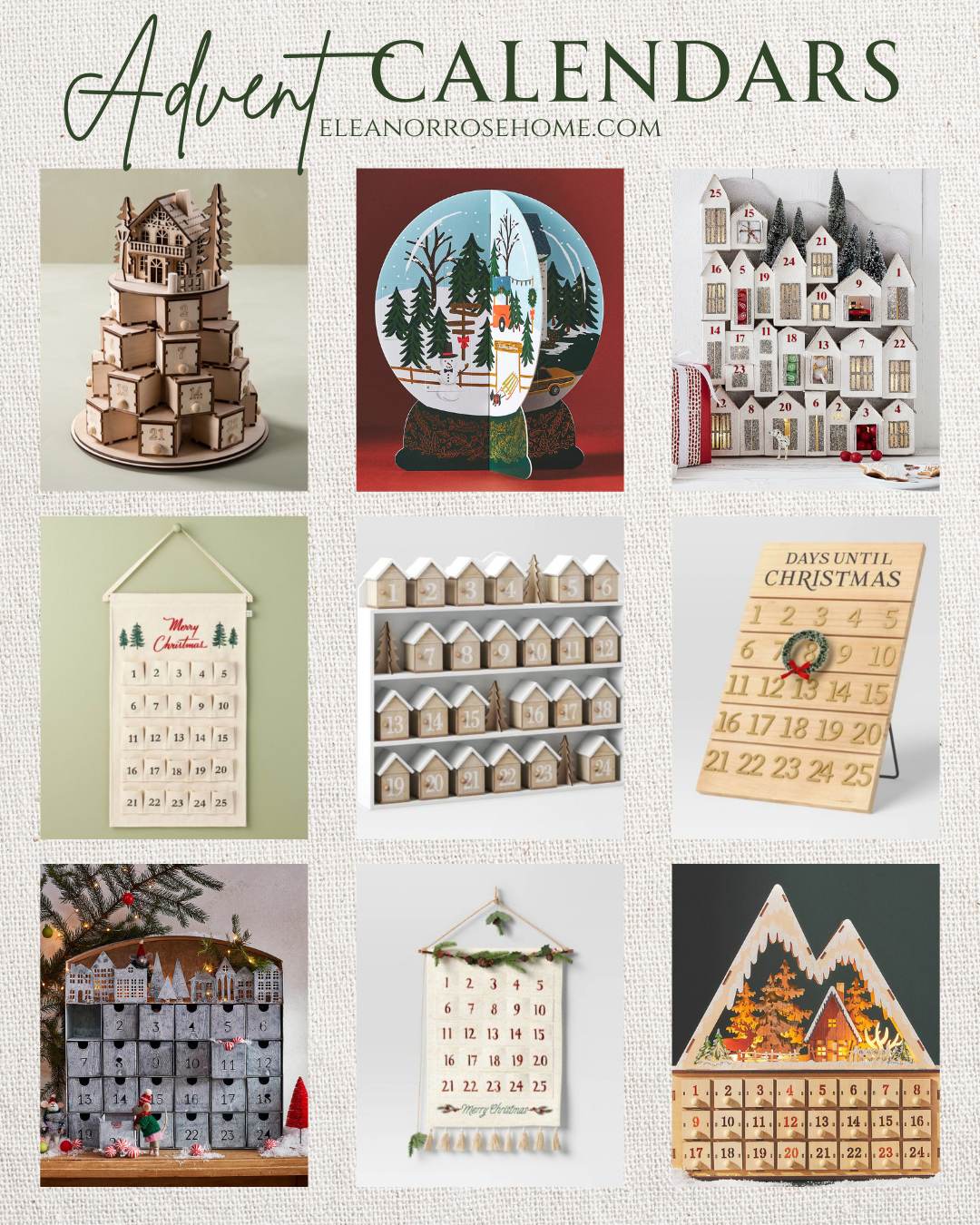 Cozy Christmas advent calendar ideas for holiday decor.