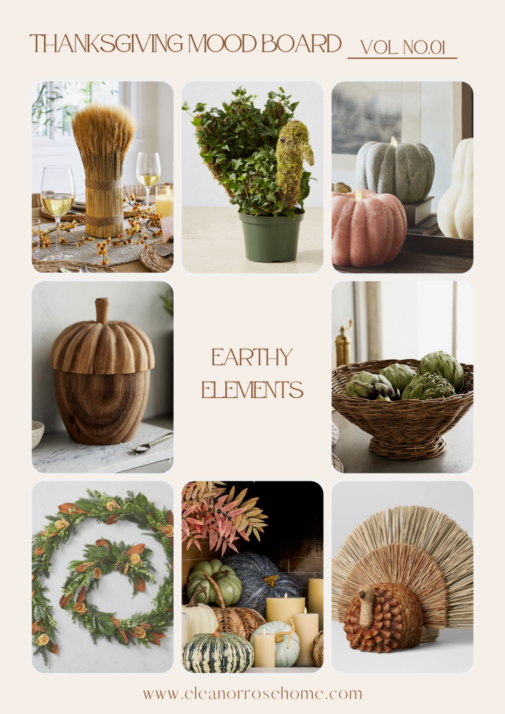 Include earthy elements into Thanksgiving home decor for rustic beauty.