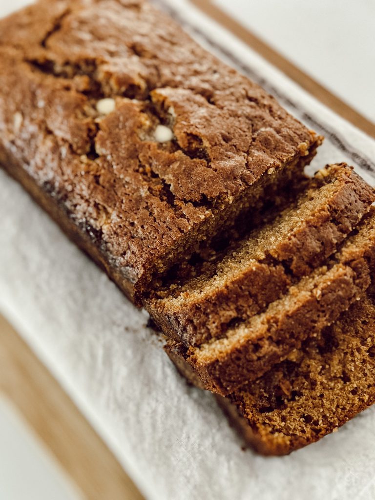 Homemade pumpkin bread made with a pre-made mix from the grocery store.