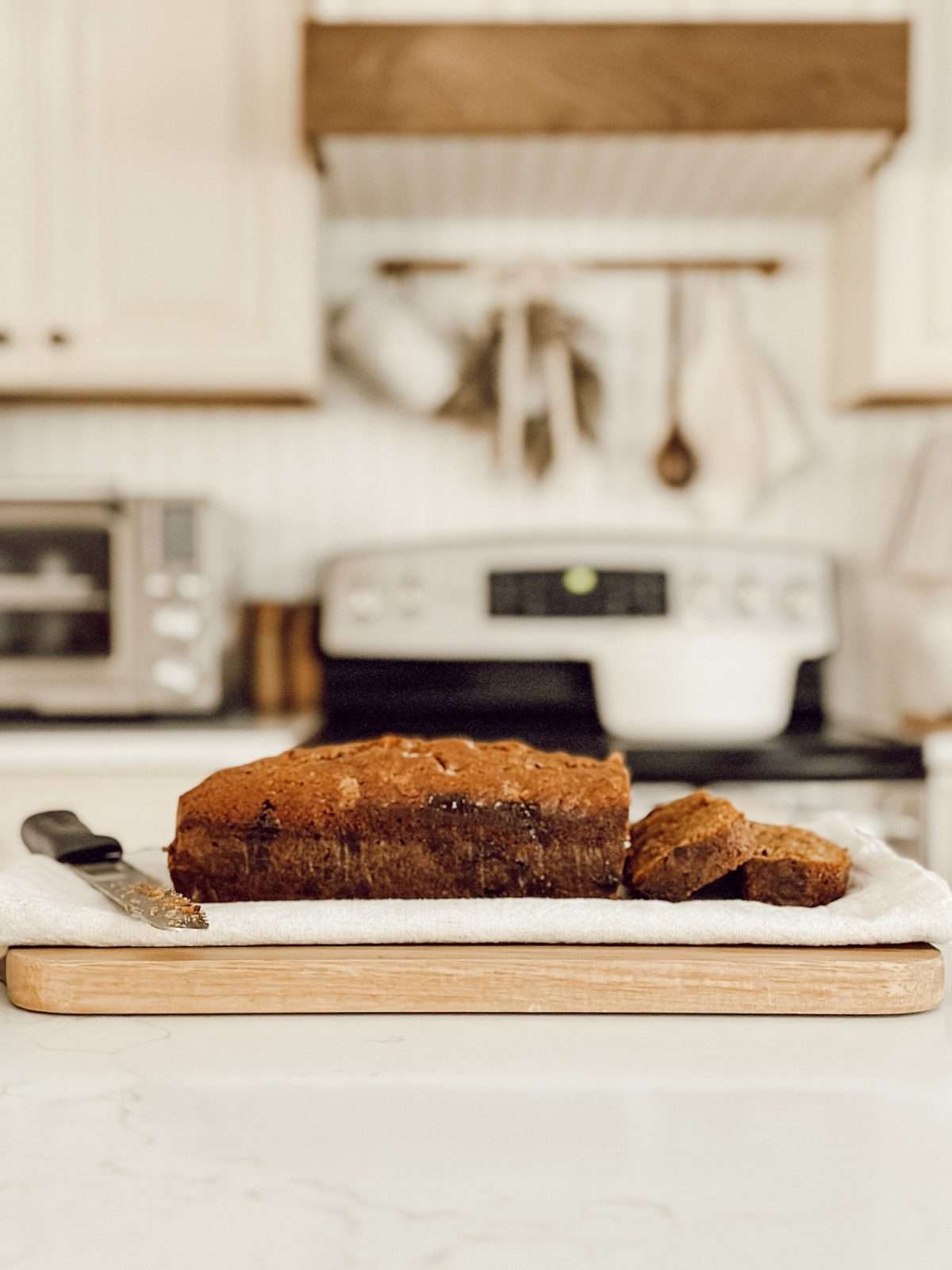 Krusteaz pumpkin spice bread mix with white chocolate chips.