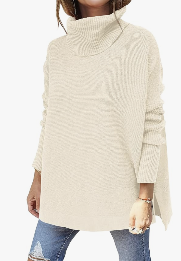 Women's oversized turtleneck tunic for the fall season.