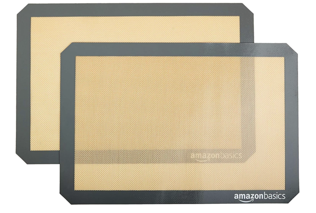 Amazon Basics silicone baking mats for oven baking.