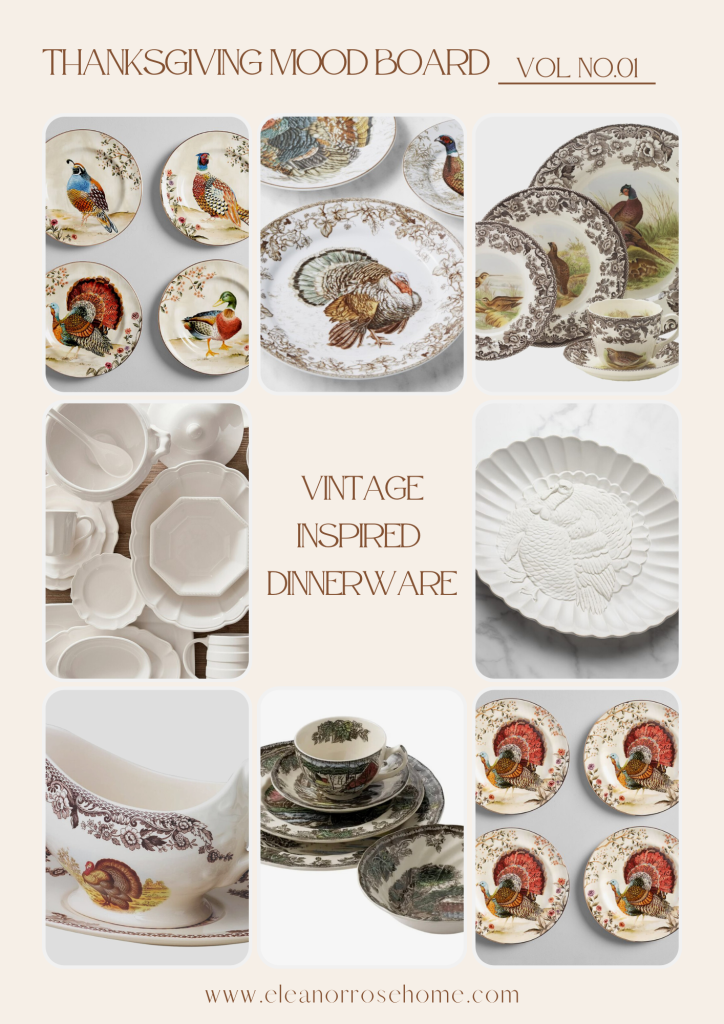 Vintage inspired dinnerware for Thanksgiving entertaining.