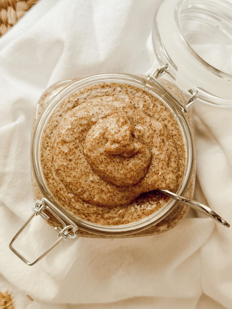 Whipped sugar scrub for the body with all natural ingredients.