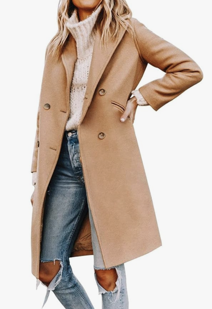 Women's wool blend winter pea coat for a cozy apparel. 