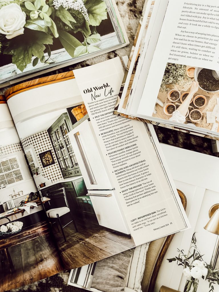 Home decor magazines to find inspiration for non Christmas winter decorating ideas.